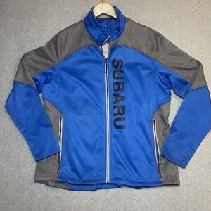 Elevate Subaru Fleece Track Jacket Blue Gray Full Zip Size L